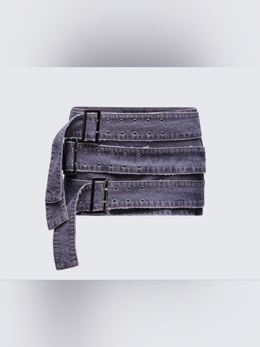 Finesse FIRE! NWT! Arlene Grey Denim Belt Mini Skirt in Purple. Sz Sm. R2S!
